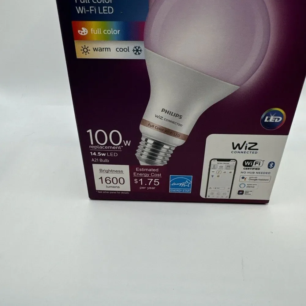 Phillips Wiz 100W Dimmable Smart WiFi LED Bulb Full‎ Color & White 1600 Lumens